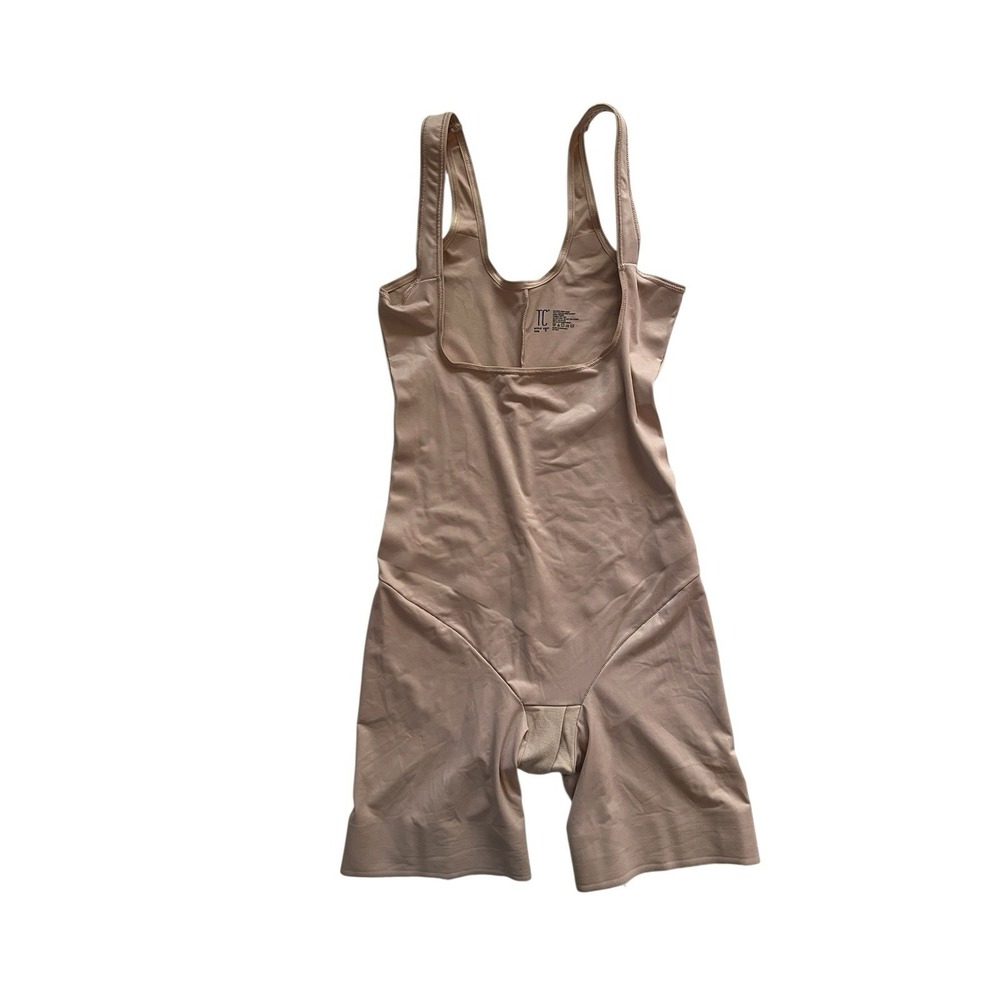 TC Fine Intimates Size S Shape Away Open Bust Thigh Slimmer Bodysuit Beige Nude